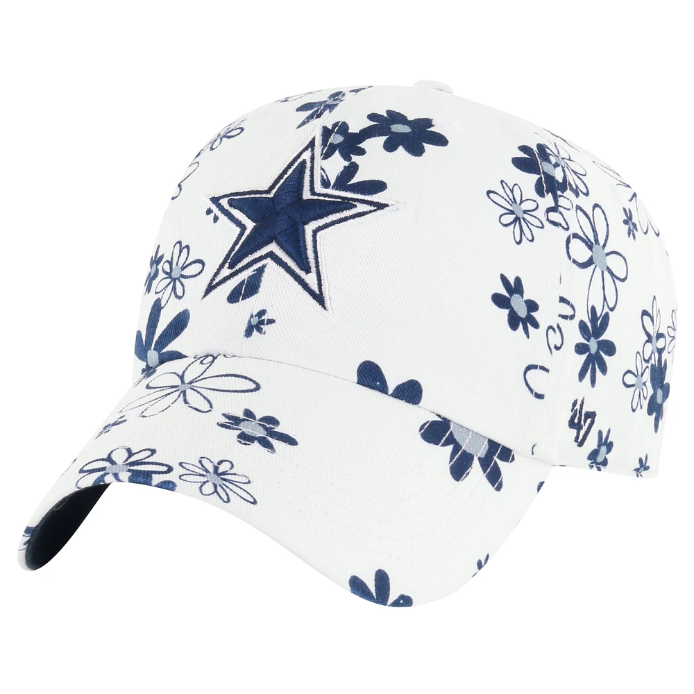 Girls Youth '47 White Dallas Cowboys Daisy Delight Clean Up Adjustable Hat