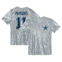 Maillot à col en V sequins argenté pour jeunes filles Micah Parsons des Cowboys de Dallas