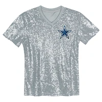 Maillot à col en V sequins argenté pour jeunes filles Micah Parsons des Cowboys de Dallas