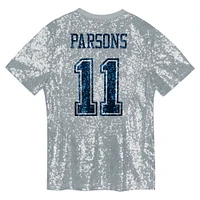 Girls Youth Micah Parsons Silver Dallas Cowboys Sequin V-Neck Fashion Jersey