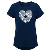 T-shirt Dolman Drip Heart Dallas Cowboys bleu marine pour jeune fille