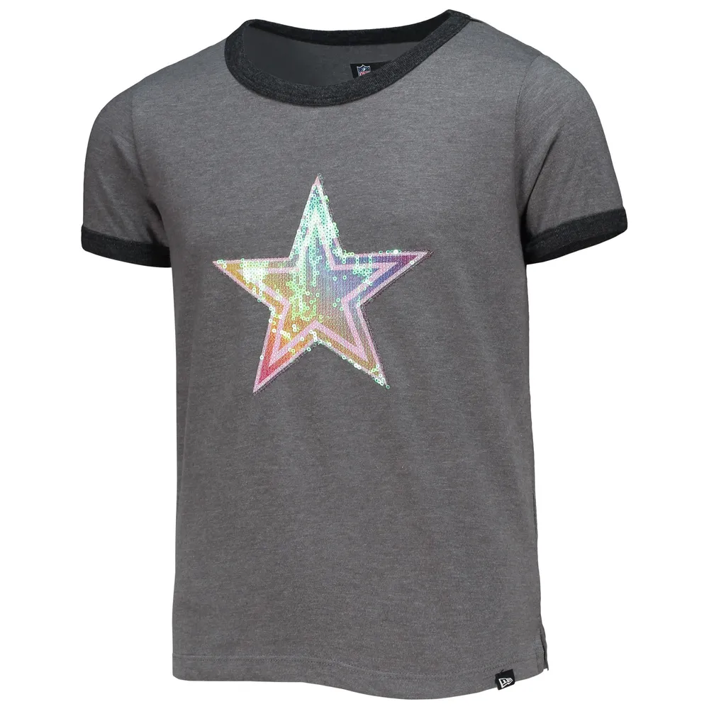 Lids Dallas Cowboys New Era Girls Youth Ringer T-Shirt - Gray