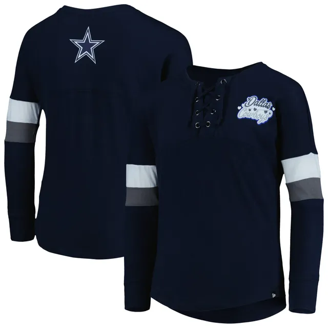 Girls Youth Navy/White Dallas Cowboys Game Day Crossback Raglan T-Shirt