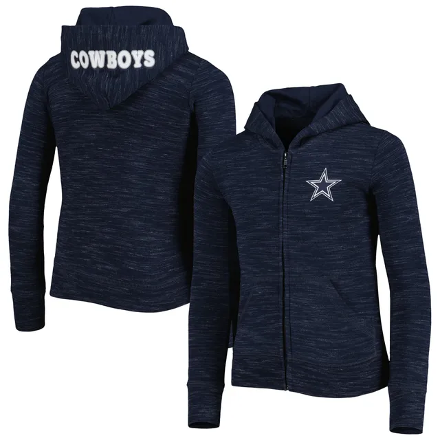 Girls Youth Heathered Gray Dallas Cowboys Dye Hard Fan Funnel Neck Pullover  Hoodie