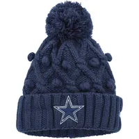 Dallas Cowboys Girls Youth Cable Cuffed Knit Hat with Pom - Navy