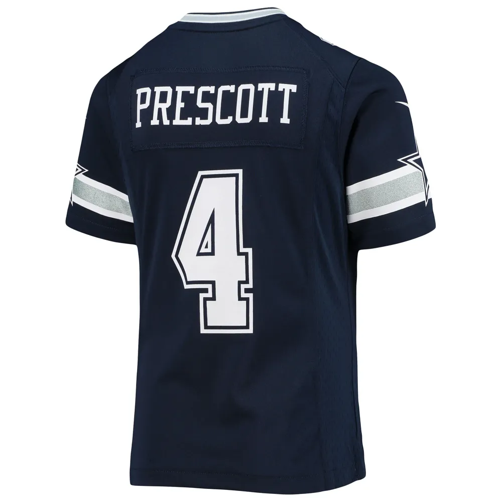 Maillot de jeu d'équipe Dallas Cowboys Nike Dak Prescott pour jeune fille, bleu marine