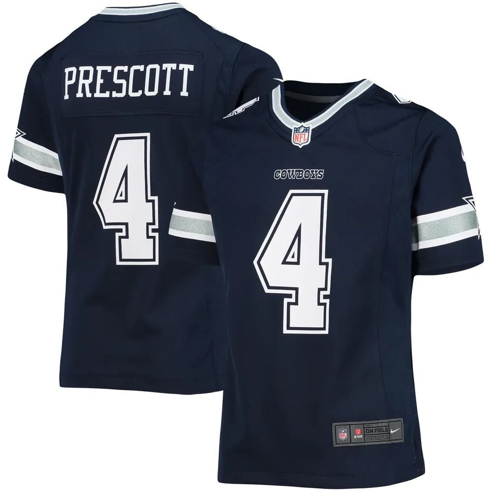 Maillot de jeu d'équipe Dallas Cowboys Nike Dak Prescott pour jeune fille, bleu marine