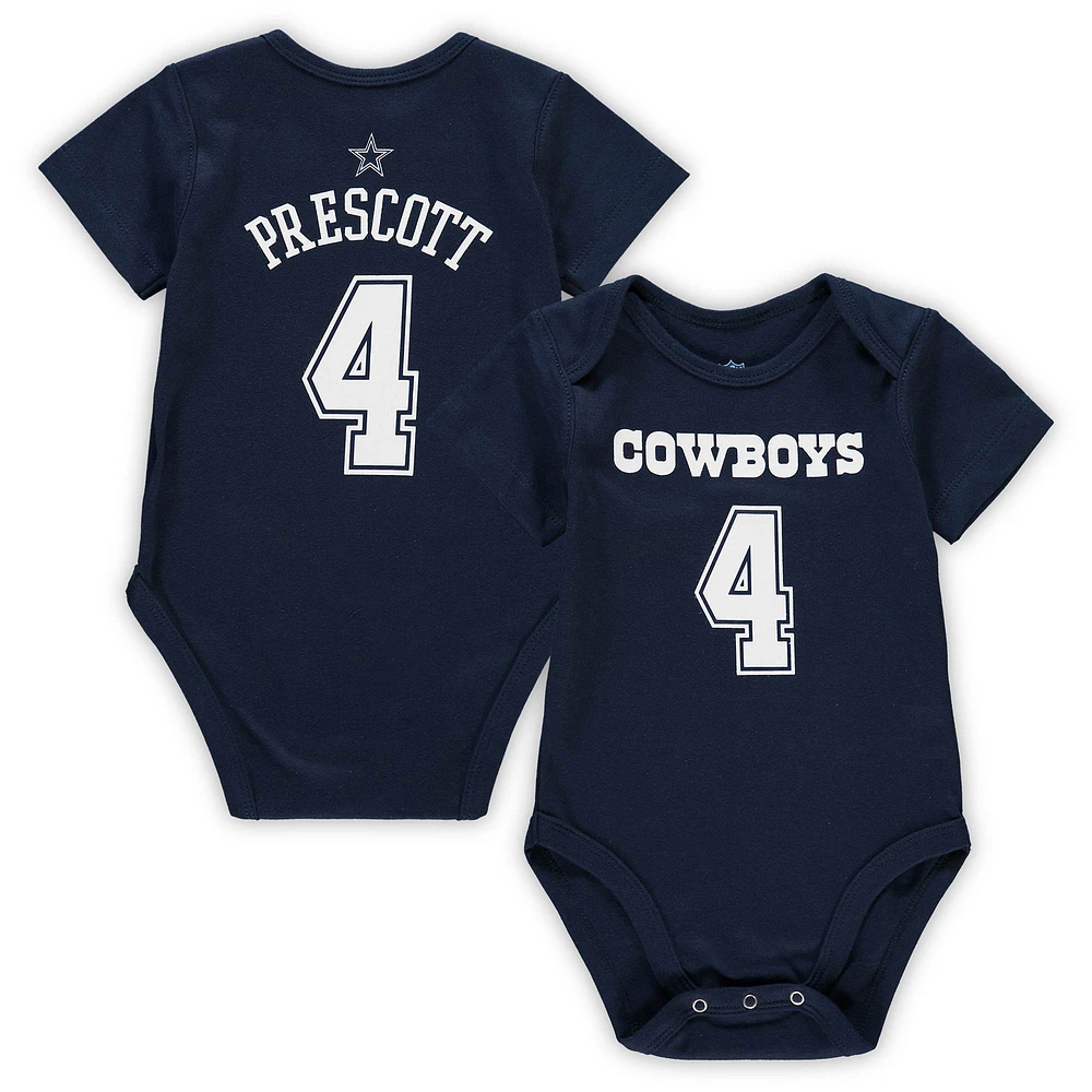 Body pour bébé Dak Prescott Navy Dallas Cowboys Mainliner Nom et numéro du joueur