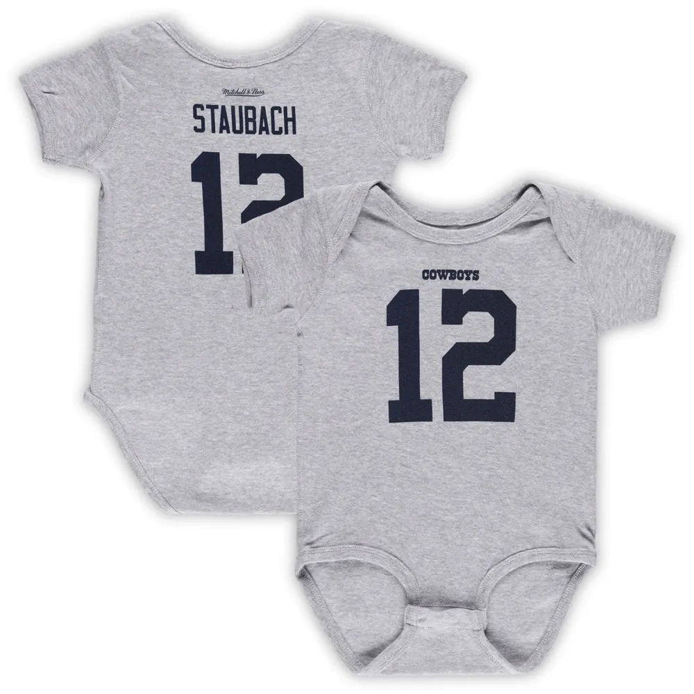 Lids Roger Staubach Dallas Cowboys Mitchell & Ness Infant Mainliner Retired  Player Name Number Bodysuit - Heathered Gray