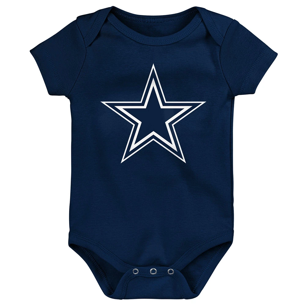 Lot de 3 bodys Dallas Cowboys Born to Be pour bébé bleu marine/gris chiné/gris