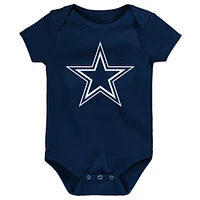 Infant Navy/Heather Gray/Gray Dallas Cowboys Born to Be 3-Pack Bodysuit Set