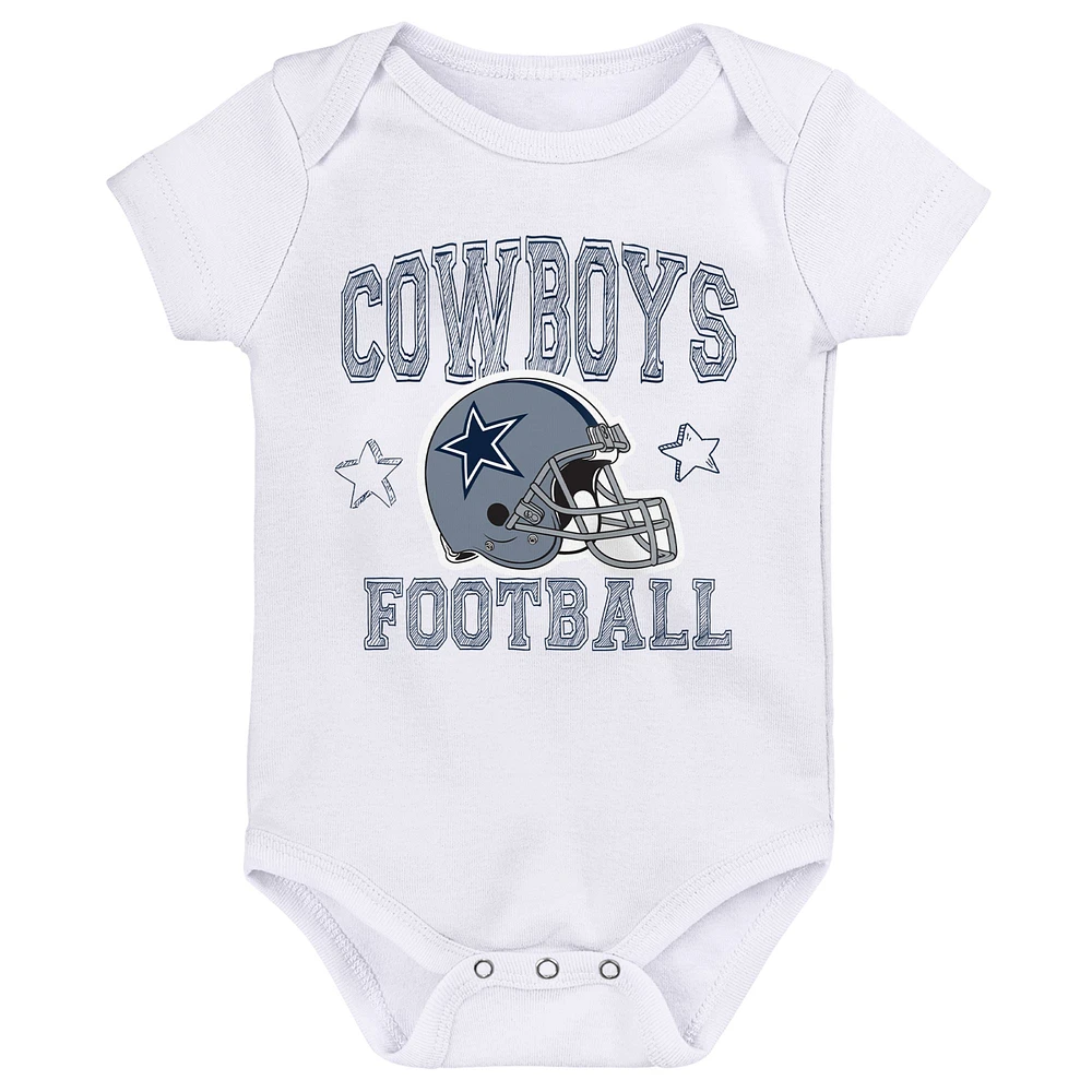 Infant Navy/Heather Gray/Gray Dallas Cowboys Born to Be 3-Pack Bodysuit Set