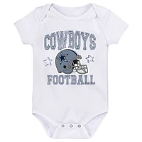 Lot de 3 bodys Dallas Cowboys Born to Be pour bébé bleu marine/gris chiné/gris