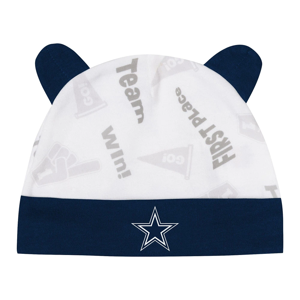 Infant Navy/White Dallas Cowboys Baby Bear Cuffed Knit Hat Set