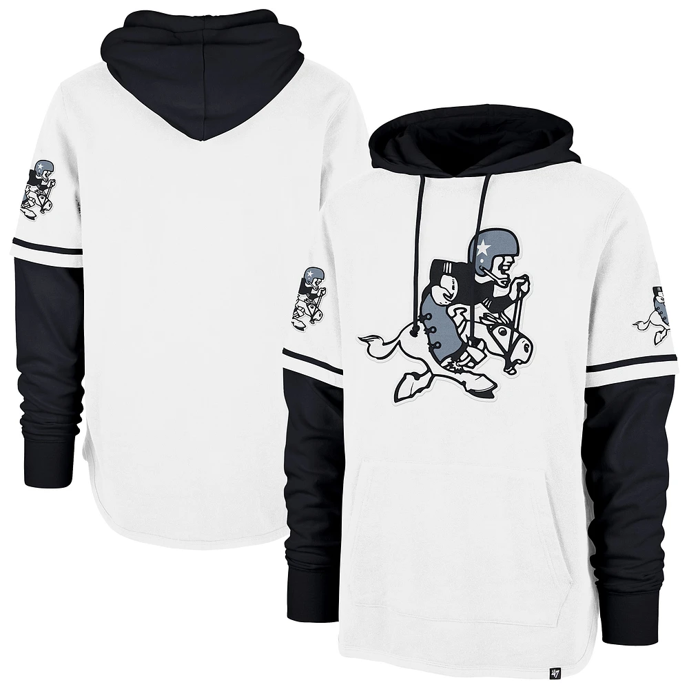 Sweat à capuche manches courtes rétro Dallas Cowboys '47 blanc/noir pour homme