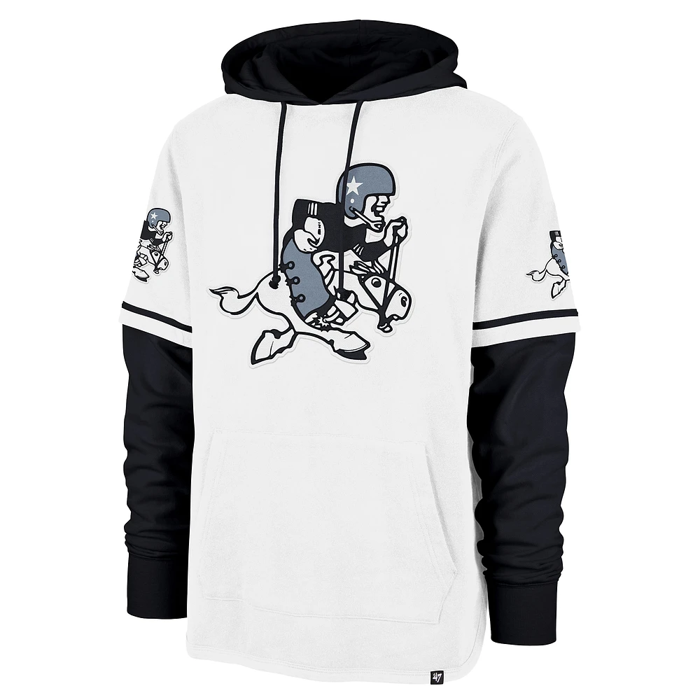 Sweat à capuche manches courtes rétro Dallas Cowboys '47 blanc/noir pour homme