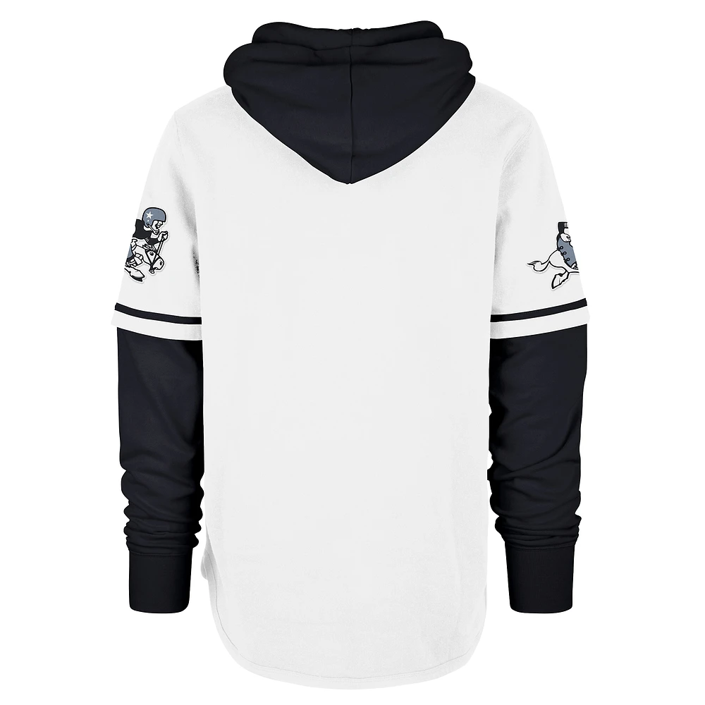 Sweat à capuche manches courtes rétro Dallas Cowboys '47 blanc/noir pour homme