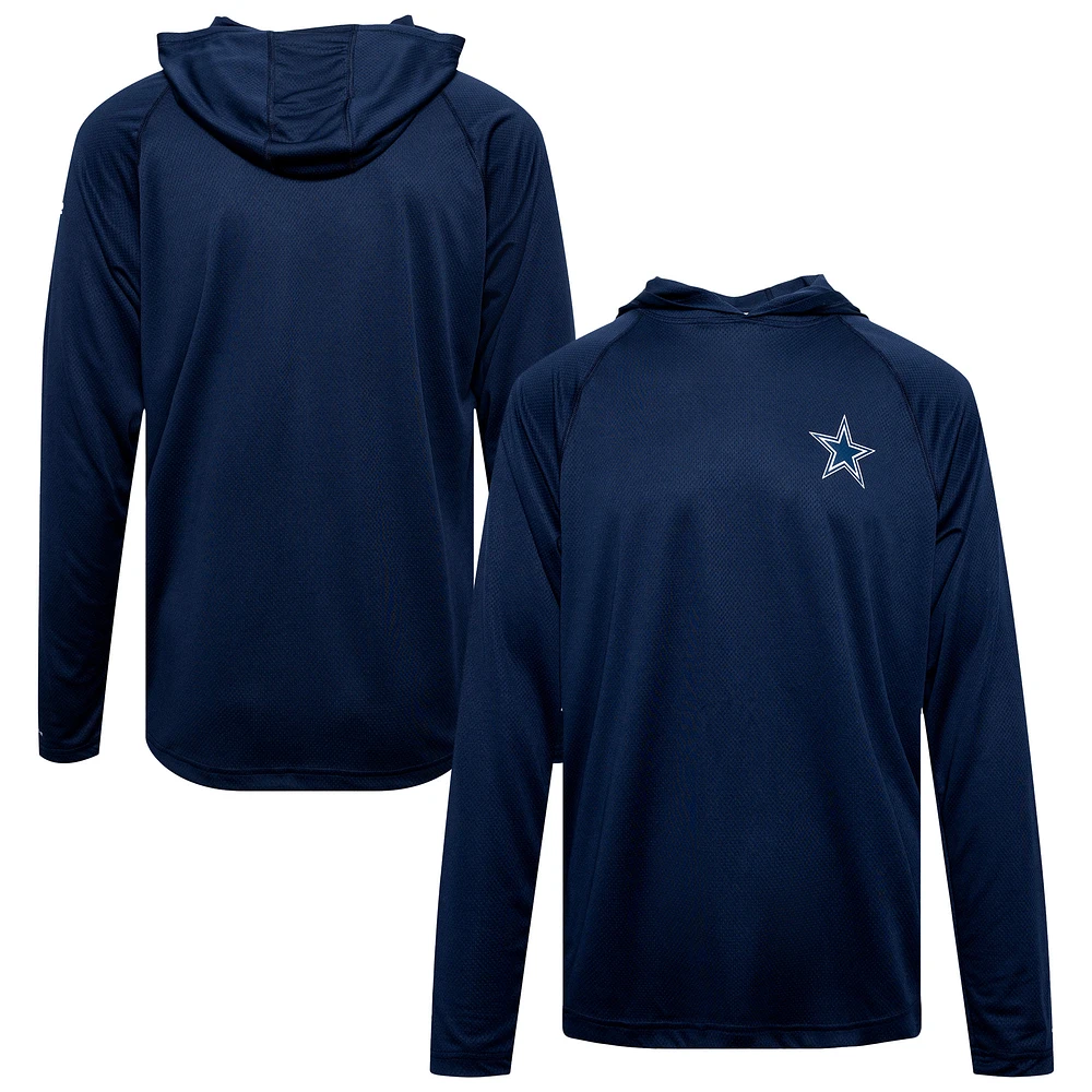 Sweat à capuche raglan Solar Stream Omni-Wick bleu marine Columbia pour homme des Cowboys de Dallas