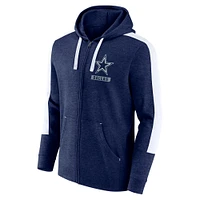 Sweat à capuche zippé pour homme Fanatics Heather Navy Dallas Cowboys Gains