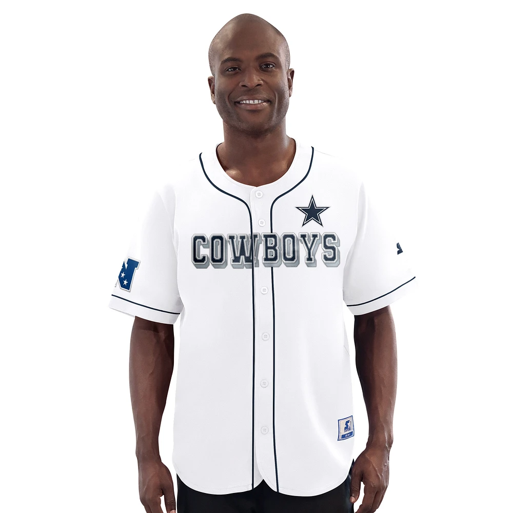 Maillot de baseball relais Dallas Cowboys G-III Sports by Carl Banks pour homme, blanc