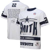 Men's Mitchell & Ness Emmitt Smith White Dallas Cowboys Name Number Team Origins Vintage Logo T-Shirt