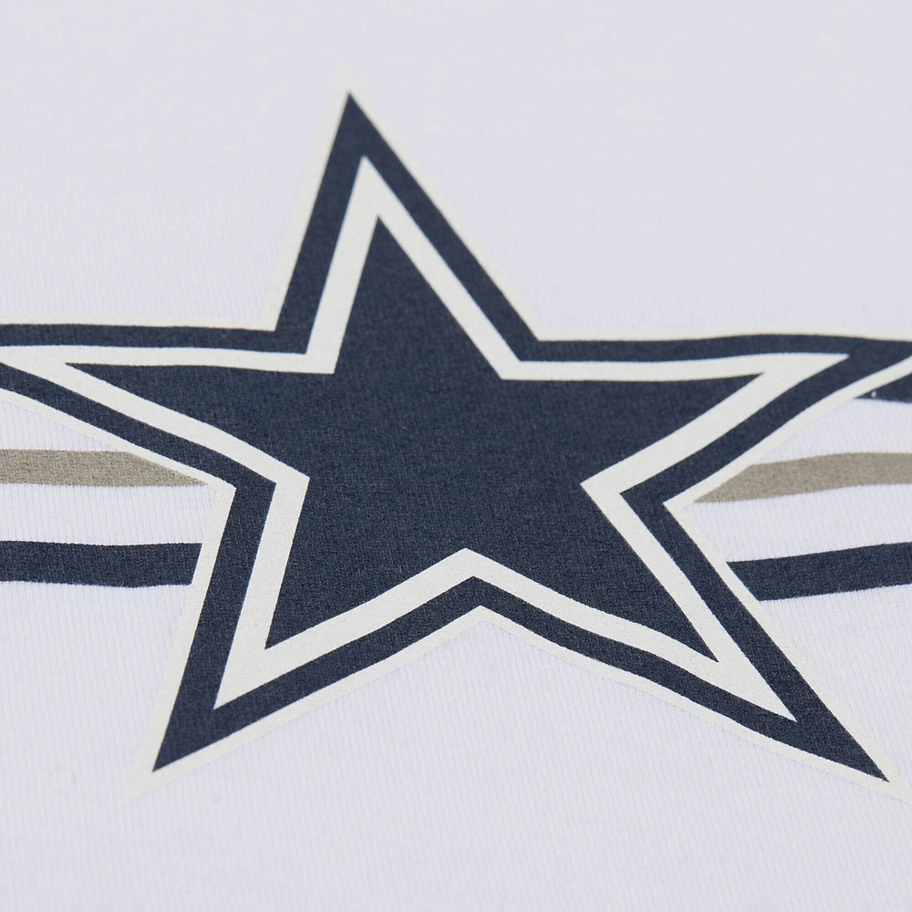 Men's Mitchell & Ness Emmitt Smith White Dallas Cowboys Name Number Team Origins Vintage Logo T-Shirt