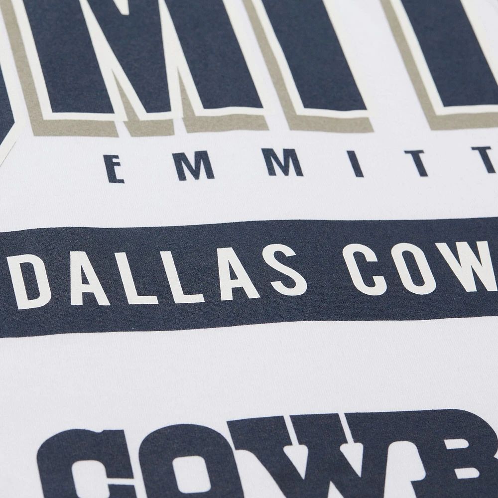 Men's Mitchell & Ness Emmitt Smith White Dallas Cowboys Name Number Team Origins Vintage Logo T-Shirt