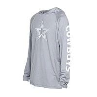 T-shirt à capuche manches longues raglan gris Dallas Cowboys Adventure Collection pour homme New Era