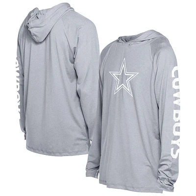 T-shirt à capuche manches longues raglan gris Dallas Cowboys Adventure Collection pour homme New Era