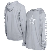 T-shirt à capuche manches longues raglan gris Dallas Cowboys Adventure Collection pour homme New Era