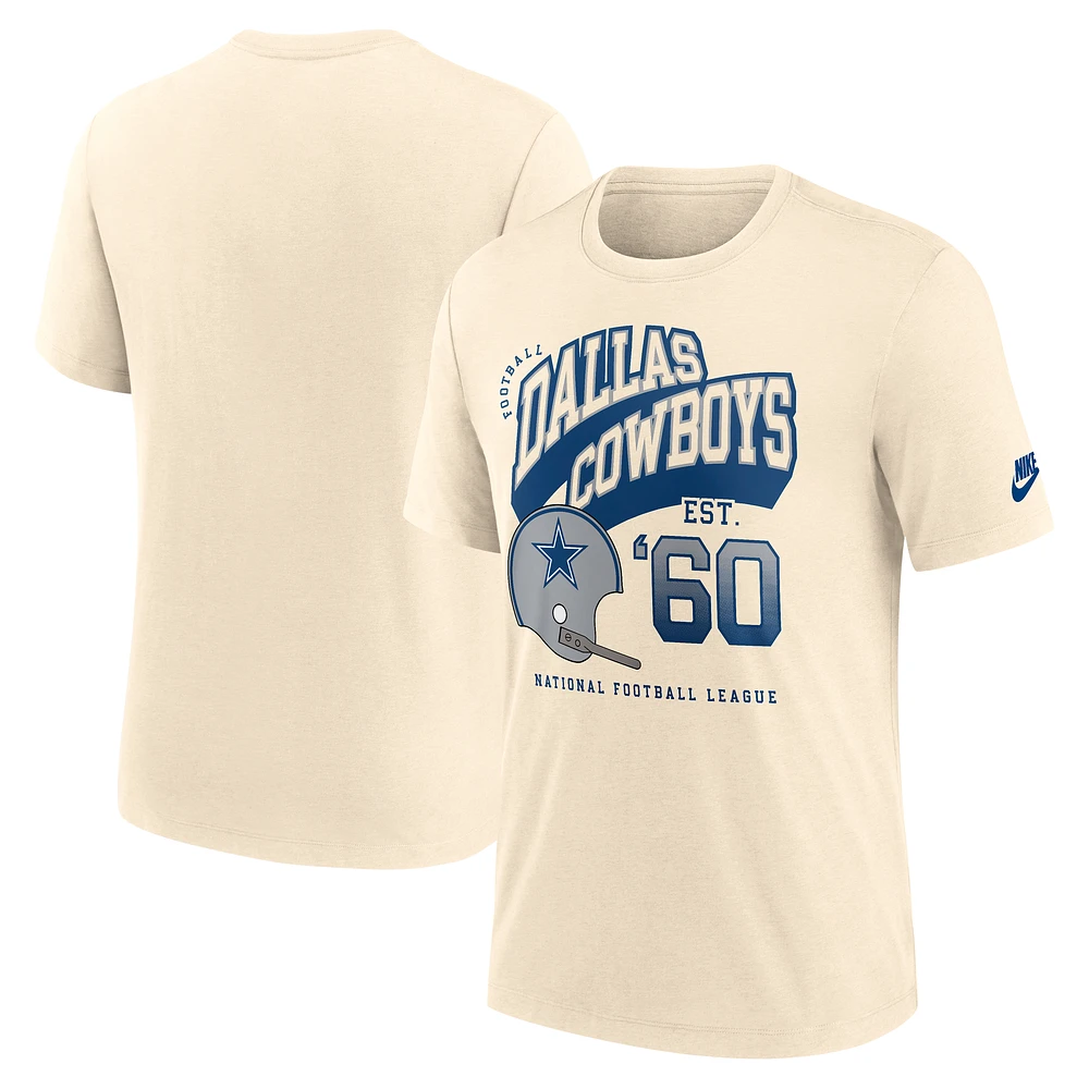 Men's Nike  Natural Dallas Cowboys Rewind Tri-Blend T-Shirt