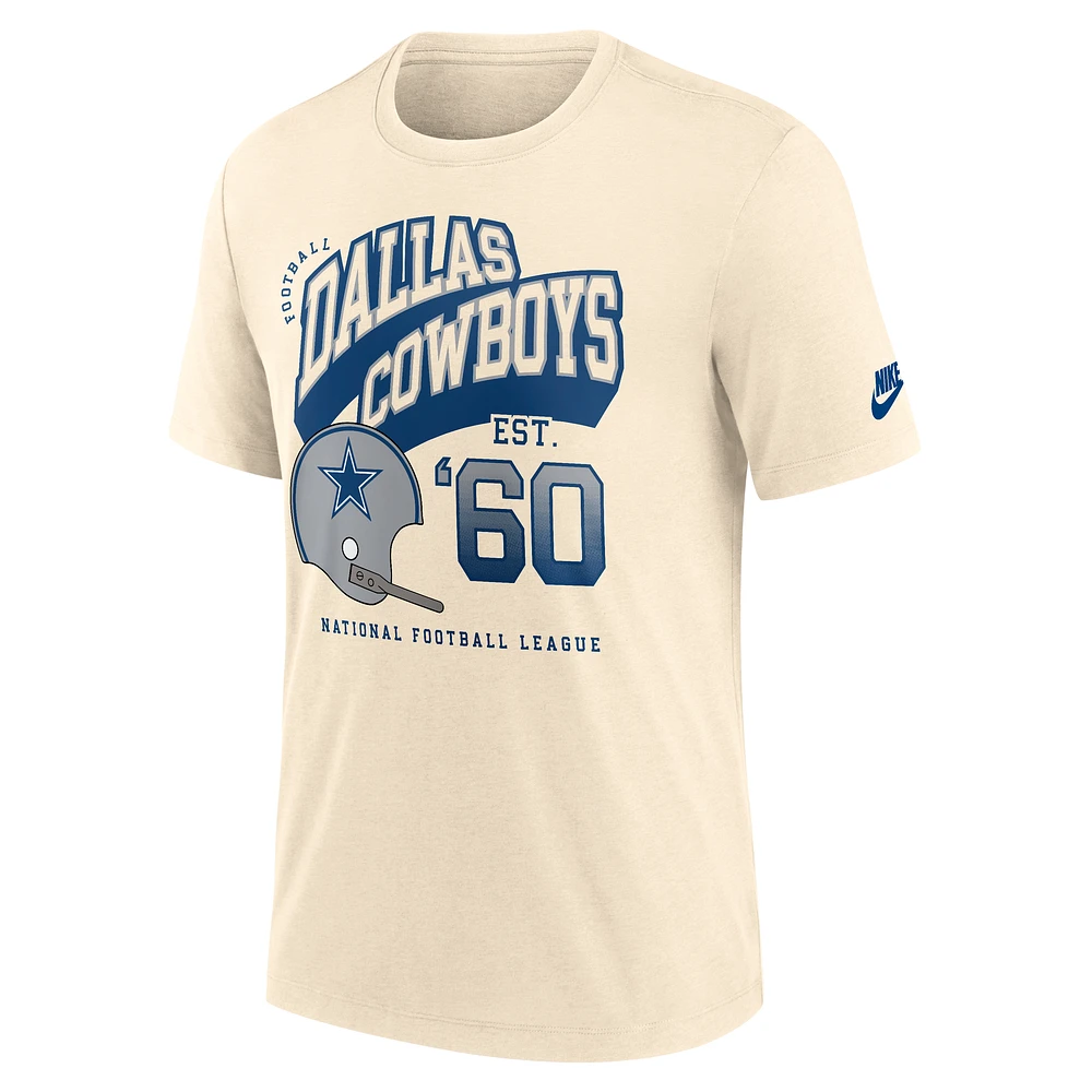 Men's Nike  Natural Dallas Cowboys Rewind Tri-Blend T-Shirt