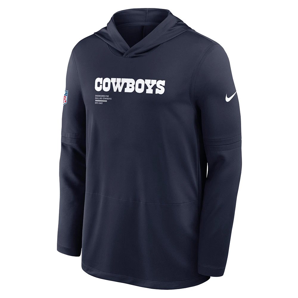 Men's Nike  Navy Dallas Cowboys Pure Fury Performance Long Sleeve Hooded T-Shirt