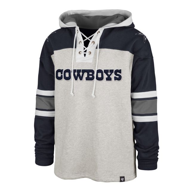 Dallas Cowboys '47 Double Block Throwback Pullover Hoodie - Gray