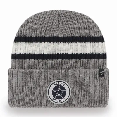 Dallas Cowboys New Era 2022 Sideline Cuffed Pom Knit Hat - Navy/Gray