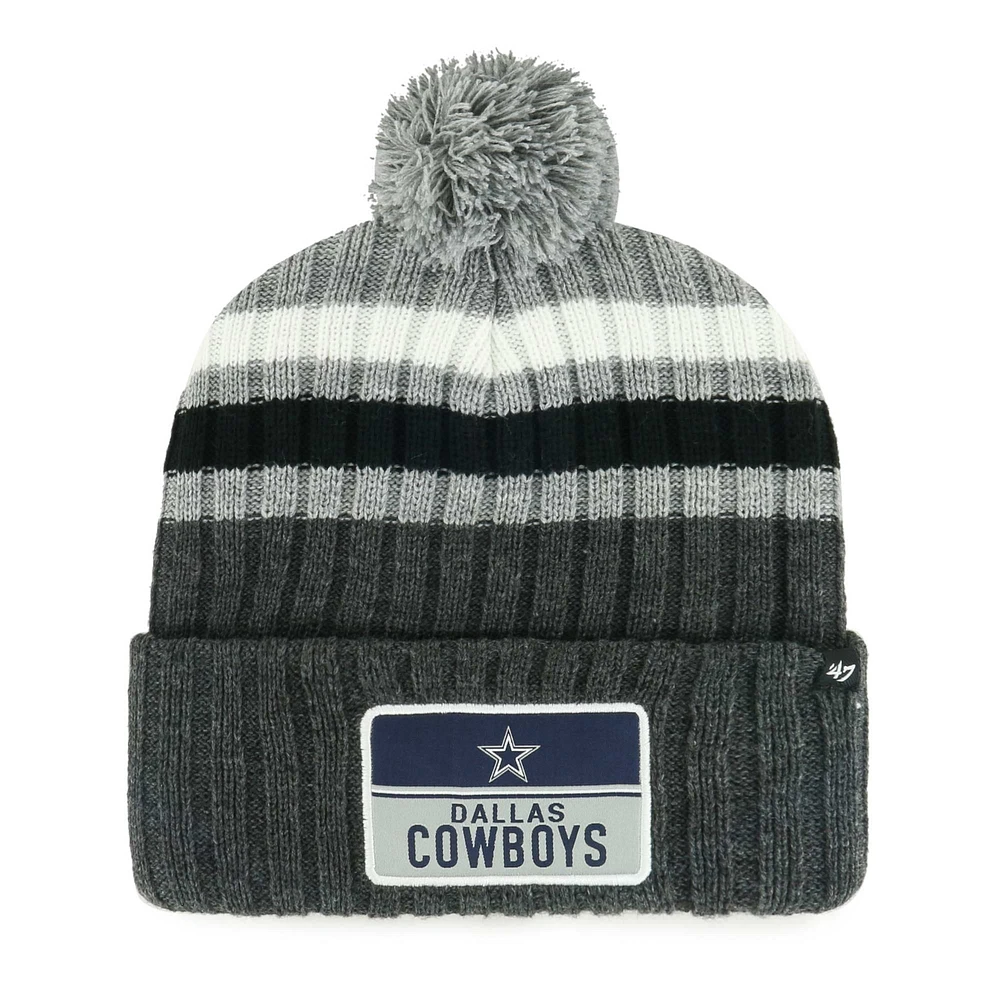 Bonnet en tricot à revers pile '47 gris Dallas Cowboys pour hommes avec pompon