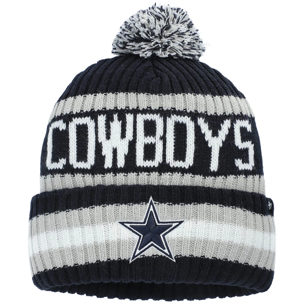 Bonnet en tricot à revers Bering des Dallas Cowboys '47 bleu marine pour homme avec pompon