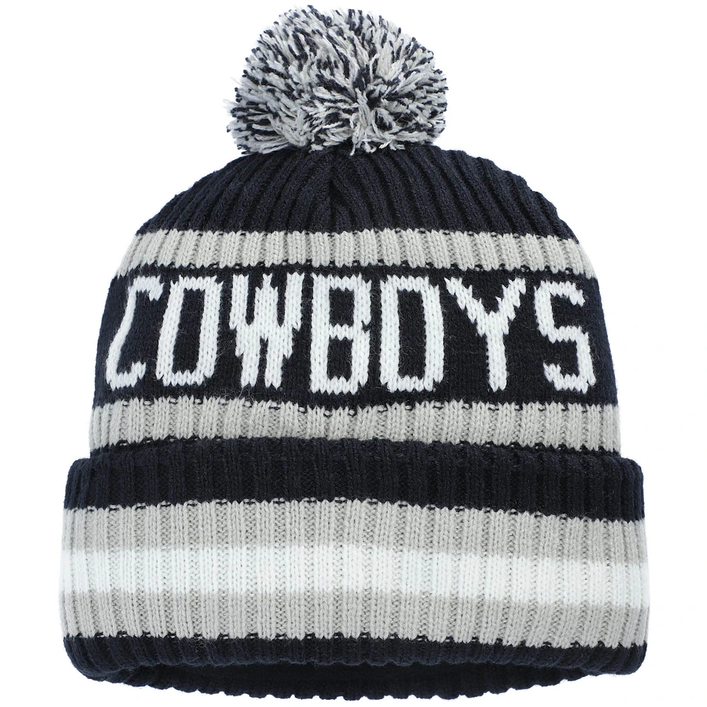 Bonnet en tricot à revers Bering des Dallas Cowboys '47 bleu marine pour homme avec pompon