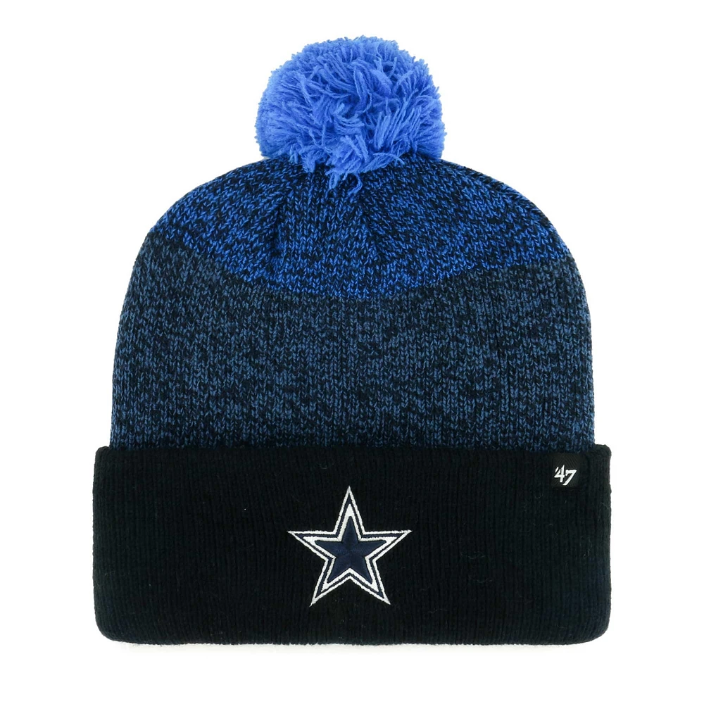 Bonnet en tricot à revers Dark Freeze '47 Navy Dallas Cowboys pour hommes avec pompon