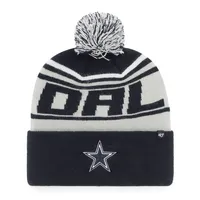 Men's New Era Gray/Navy Dallas Cowboys Banner Cuffed Knit Hat with Pom