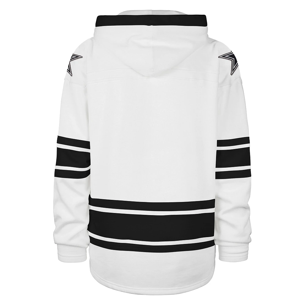 Men's '47 White Dallas Cowboys After Image Superior Lacer Pullover Hoodie