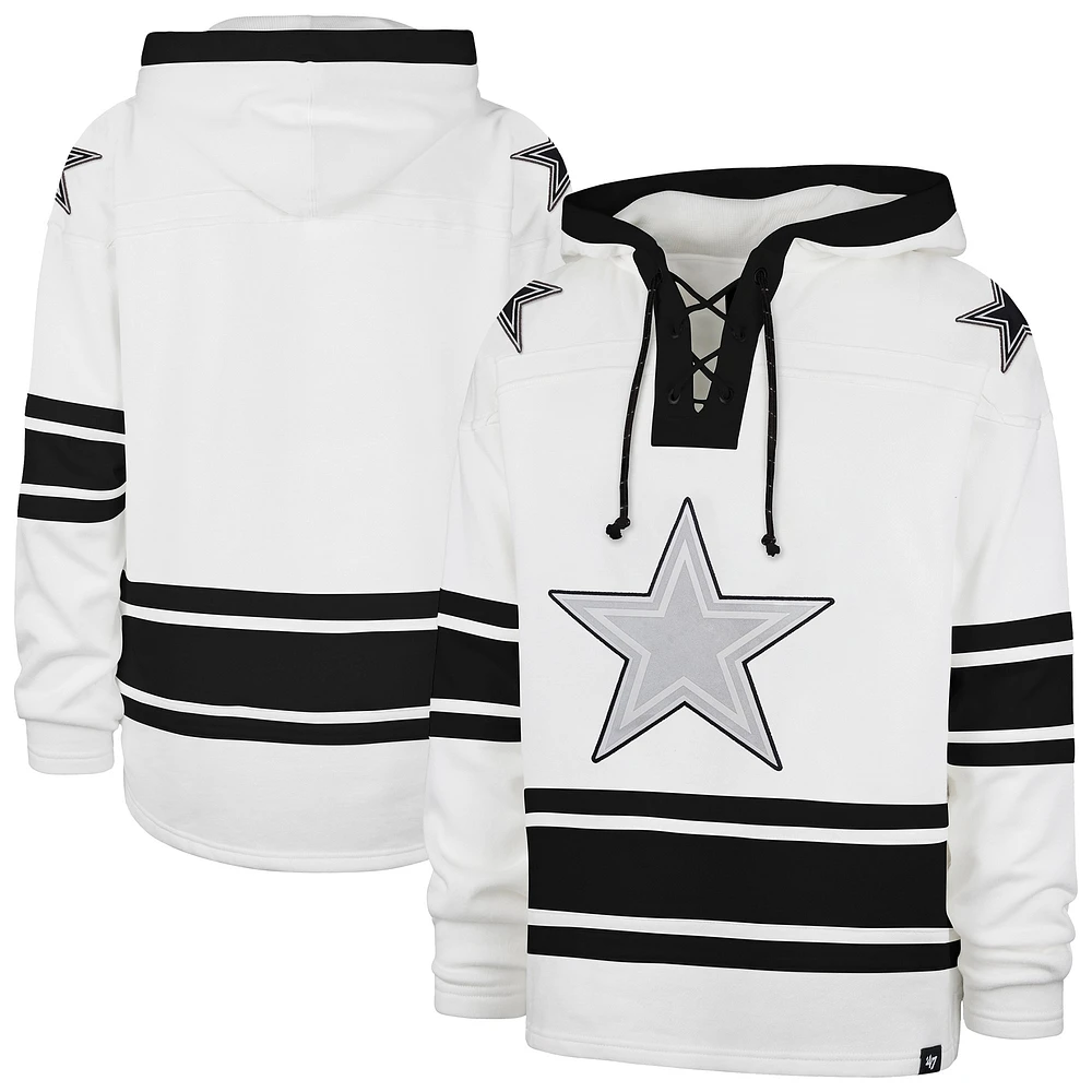 Sweat à capuche lacets de qualité supérieure After Image Dallas Cowboys '47 blanc pour homme