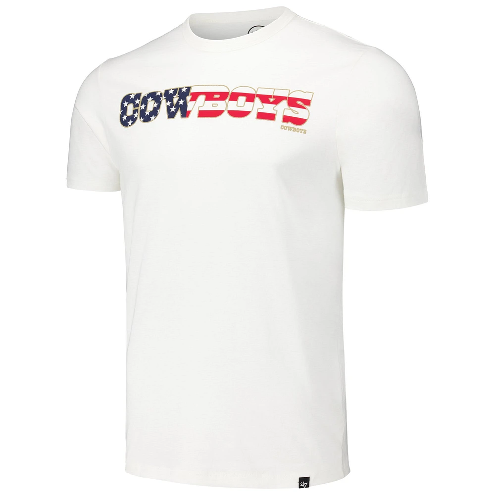 T-shirt Franklin '47 blanc avec drapeau des Cowboys de Dallas pour hommes