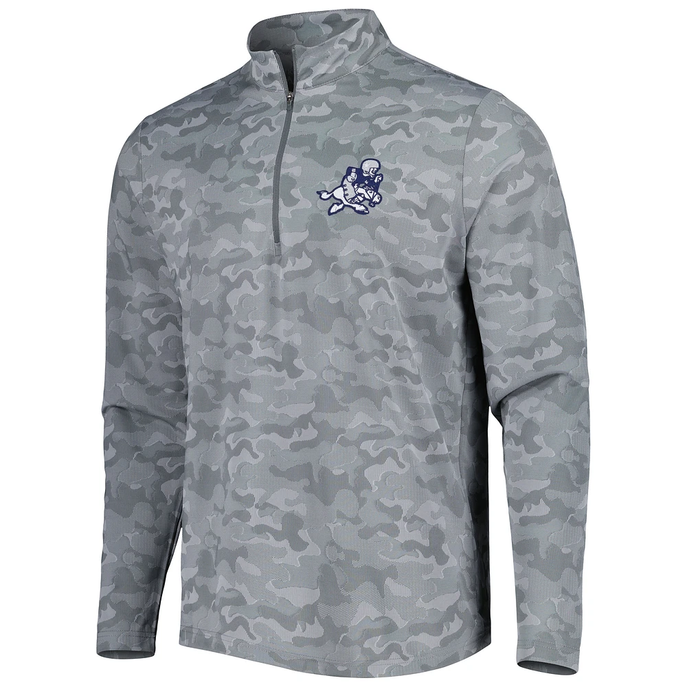 Men's Antigua Gray Dallas Cowboys Brigade Throwback Quarter-Zip Top