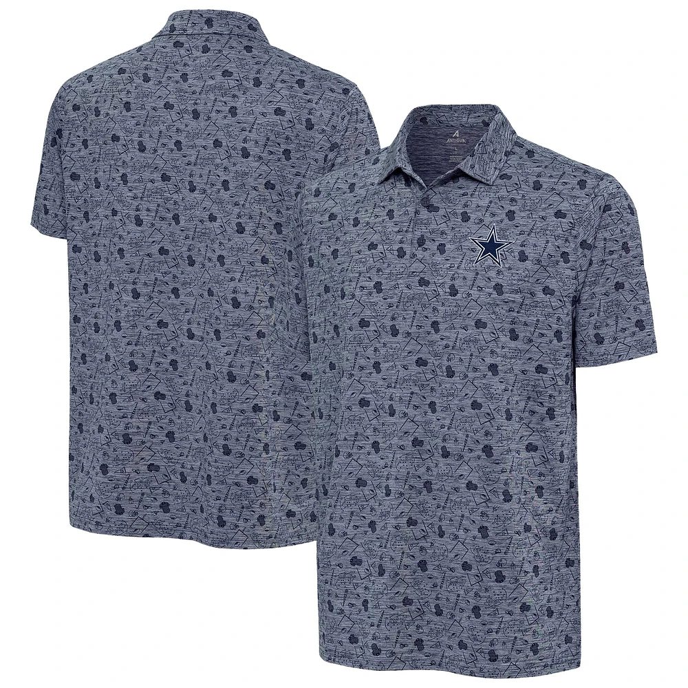 Men's Antigua Heather Navy Dallas Cowboys Relentless Polo