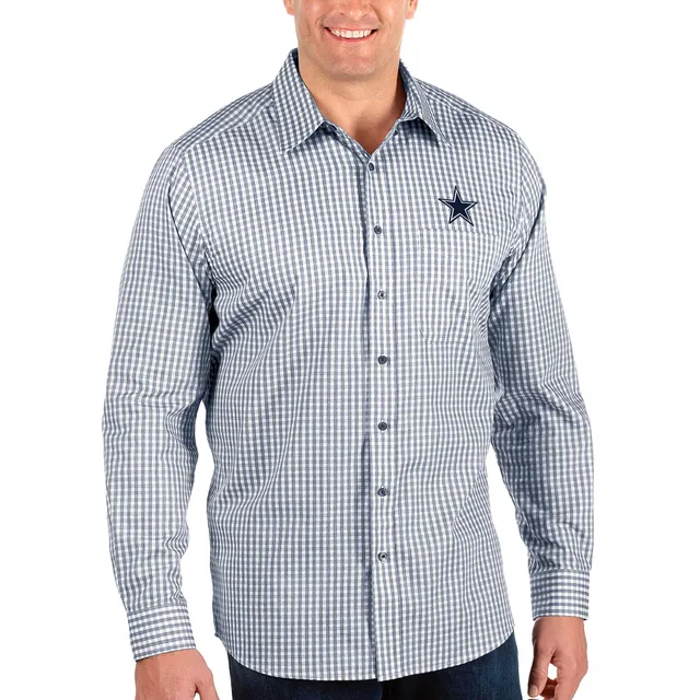 Men's Antigua Gray/Navy Dallas Cowboys Deliver Button-Down Polo