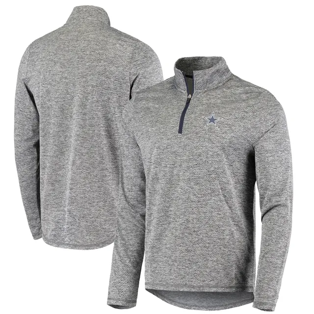 Men's Antigua Heathered Charcoal Dallas Cowboys Fortune Quarter-Zip  Pullover Jacket