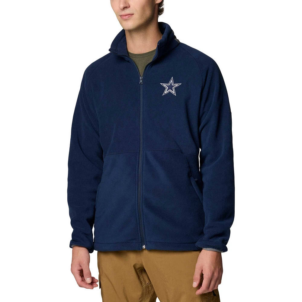 Veste polaire entièrement zippée Flanker IV de Columbia pour homme, bleu marine, Dallas Cowboys, taille grande et