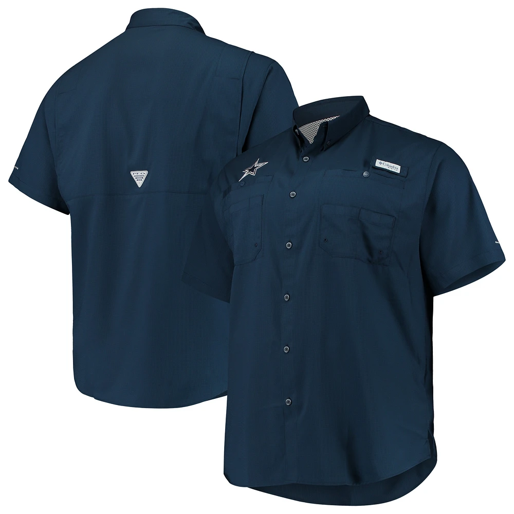 Chemise boutonnée tissée Tamiami Big & Tall des Dallas Cowboys de Columbia pour homme, bleu marine