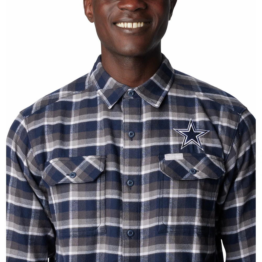 Chemise boutonnée en flanelle Dallas Cowboys Flare Gun de Columbia pour homme, bleu marine